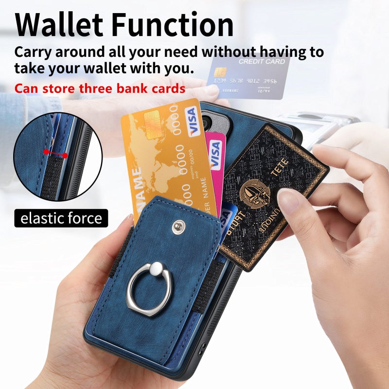 HuHa Case Cover For Xiaomi 14 Pro Retro Skin-feel Ring Card Wallet Phone Case(Black) - Image 3