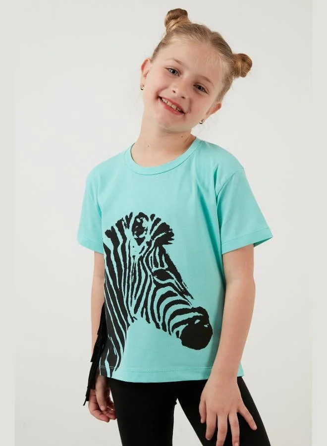 Lela Cotton Printed Tassel Detailed Crew Neck T Shirt Girl T SHIRT 6211021