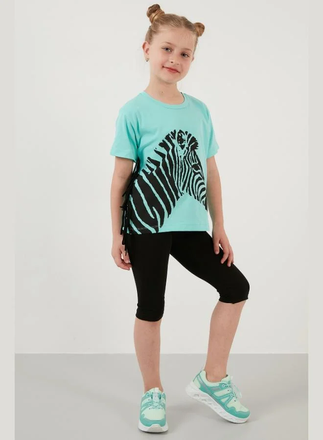 ليلا Lela Cotton Printed Tassel Detailed Crew Neck T Shirt Girl T SHIRT 6211021