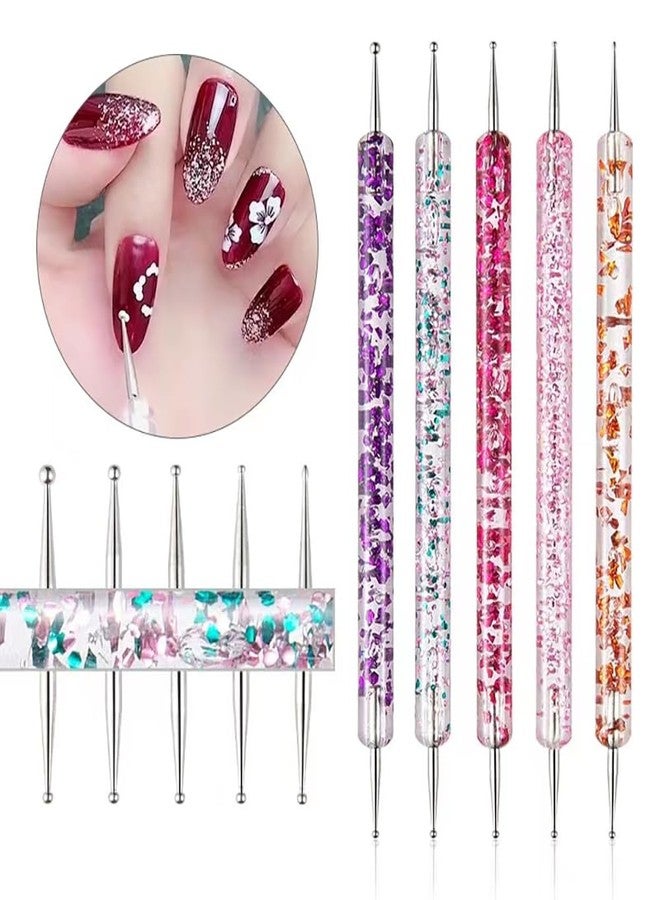 RUSTAMM 24 Pieces Nail Art Tools Kit Resin Nail Art Palette Acrylic Silicone Engraving Pen Dotting Pen Mixing Palette Detail Brushes Tools for Nail Art DIY Home Salon Makeup Display (Rose red) - Image 4