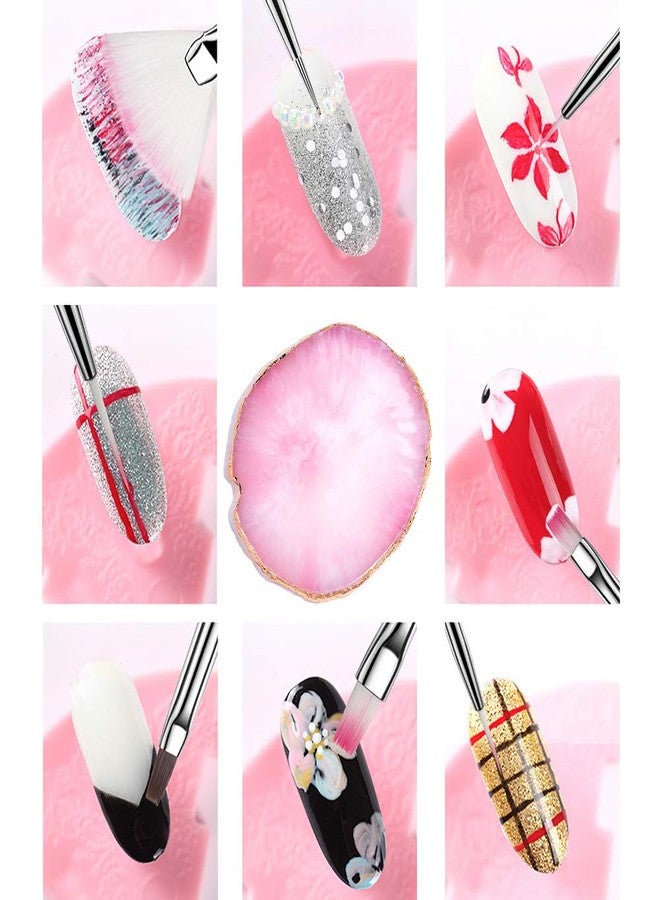 RUSTAMM 24 Pieces Nail Art Tools Kit Resin Nail Art Palette Acrylic Silicone Engraving Pen Dotting Pen Mixing Palette Detail Brushes Tools for Nail Art DIY Home Salon Makeup Display (Rose red) - Image 2