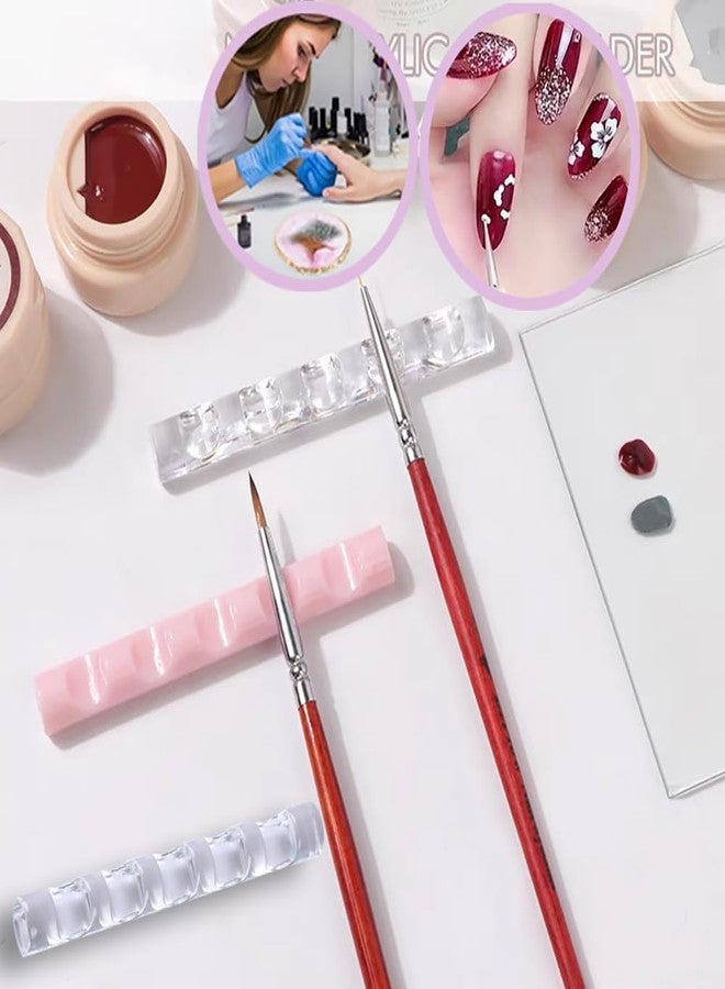 RUSTAMM 24 Pieces Nail Art Tools Kit Resin Nail Art Palette Acrylic Silicone Engraving Pen Dotting Pen Mixing Palette Detail Brushes Tools for Nail Art DIY Home Salon Makeup Display (Rose red) - Image 5
