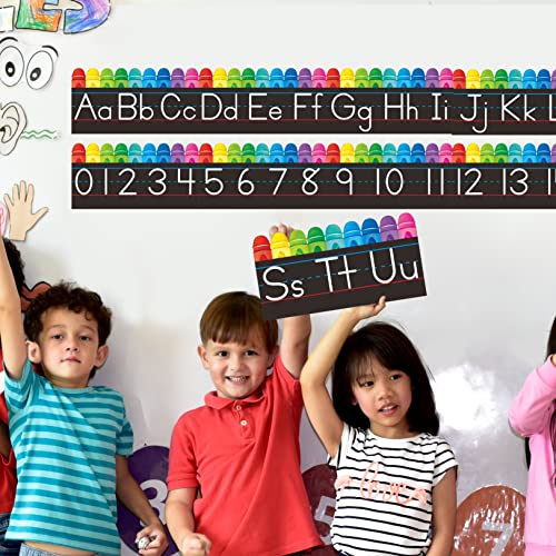 Gethelud Alphabet Bulletin Board Set, 15 PCS Crayon Die-Cut ABC Wall Decorations 26 Upper & Lower Case Letters Plus 0-20 Numbers for Preschool, Kindergarten Classroom Playroom Bedroom Decorations - Image 5