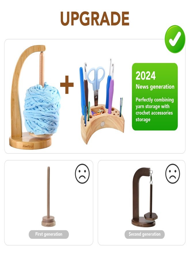 ULOI Crochet Yarn Holder - Upgrade with Crochet Accessories Storage Attachment, Magnetic Wooden Yarn Storage for Knitting Accessories, Perfect for Crocheting and Knitting Projects, Natural Wood Finish - Image 3