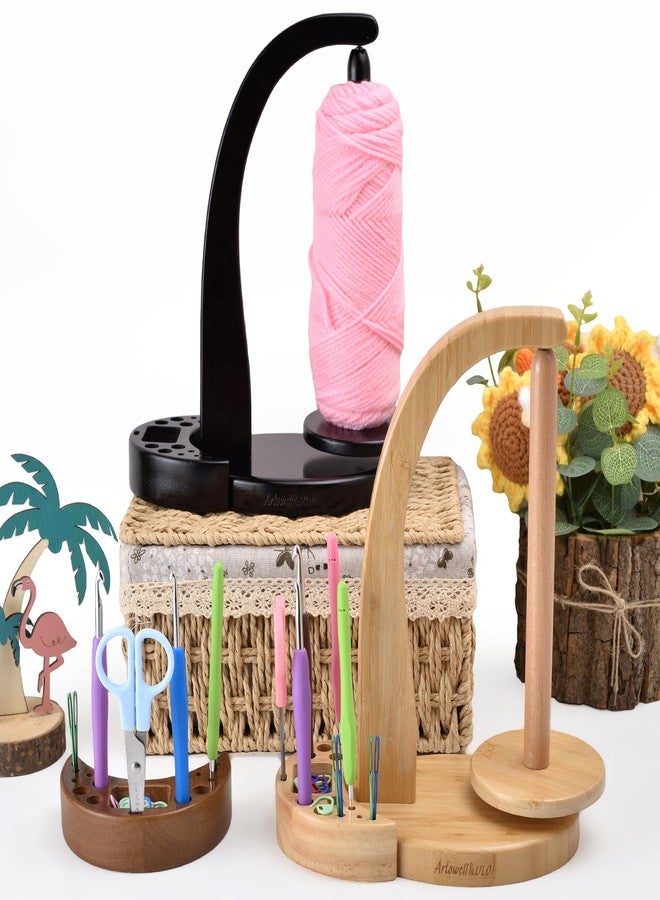 ULOI Crochet Yarn Holder - Upgrade with Crochet Accessories Storage Attachment, Magnetic Wooden Yarn Storage for Knitting Accessories, Perfect for Crocheting and Knitting Projects, Natural Wood Finish - Image 2