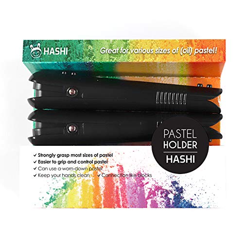 Hashi HA SHI Adjustable Pastel Holder Set (2pcs), Universal Art Stick Extender for Soft Pastels, Charcoal & Erasers, Professional Grip Tool for Adult Artists, Prevents Breakage & Stains - Image 2