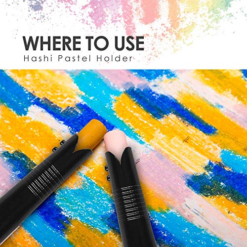 Hashi HA SHI Adjustable Pastel Holder Set (2pcs), Universal Art Stick Extender for Soft Pastels, Charcoal & Erasers, Professional Grip Tool for Adult Artists, Prevents Breakage & Stains - Image 5