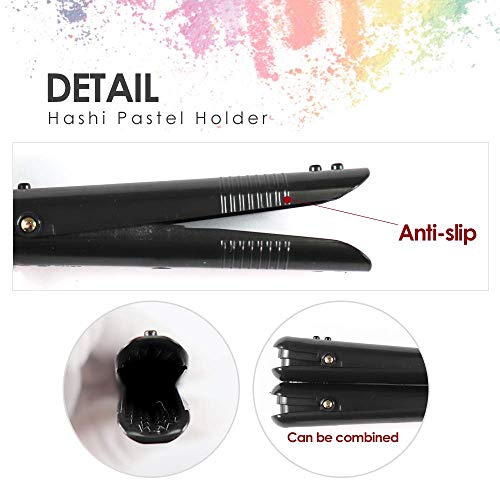 Hashi HA SHI Adjustable Pastel Holder Set (2pcs), Universal Art Stick Extender for Soft Pastels, Charcoal & Erasers, Professional Grip Tool for Adult Artists, Prevents Breakage & Stains - Image 4