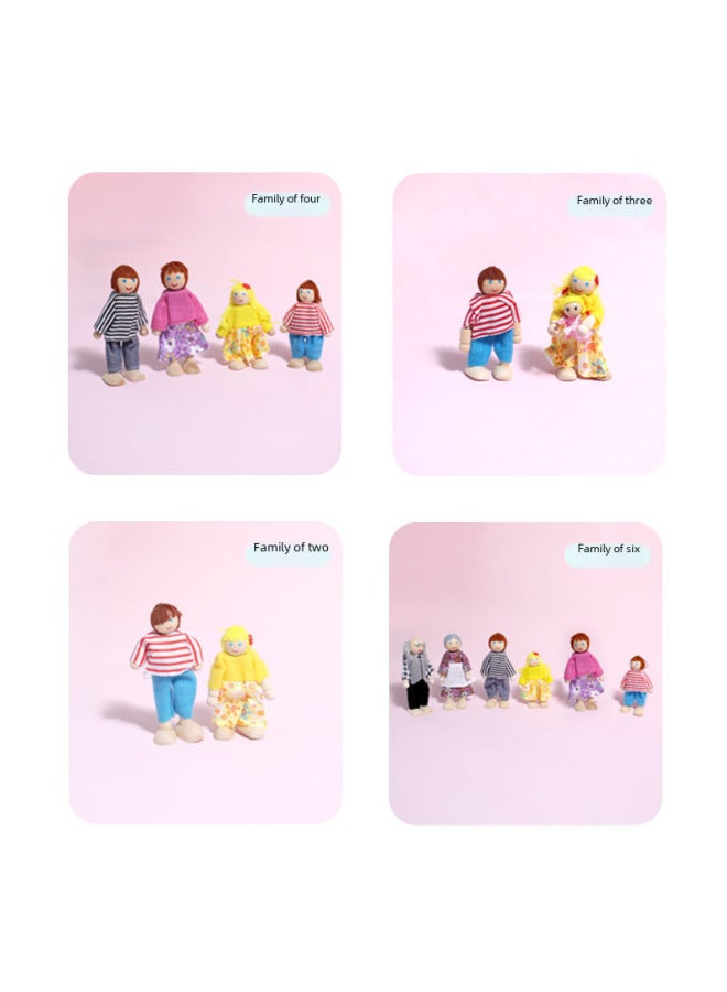 Wooden Family Doll Baby Toy Children's Doll Joint Movable Family 6-7 Doll Wholesale-Color:A Family Of 7 () - Image 5