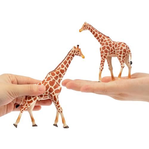 Toymany 4PCS Realistic Giraffe Figurines with Giraffe Cub, 2-6" Plastic Jungle Animals Figures Family Playset Includes Baby, Educational Toy Cake Toppers Christmas Birthday Gift for Kids - Image 3