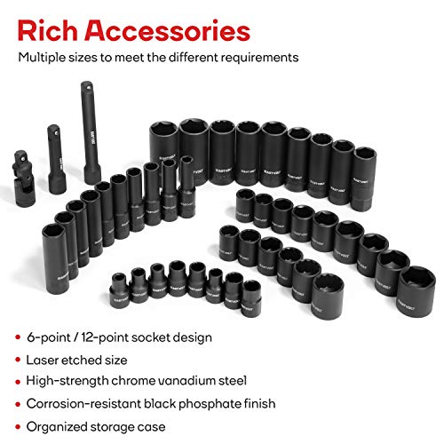 Eastvolt 46 Pieces Drive Socket Ratchet Wrench Set, Mechanic Tool Kits with 72 Teeth Reversible Ratchet, Extension Bar Set and Storage Case, Metric/SAE - Image 3