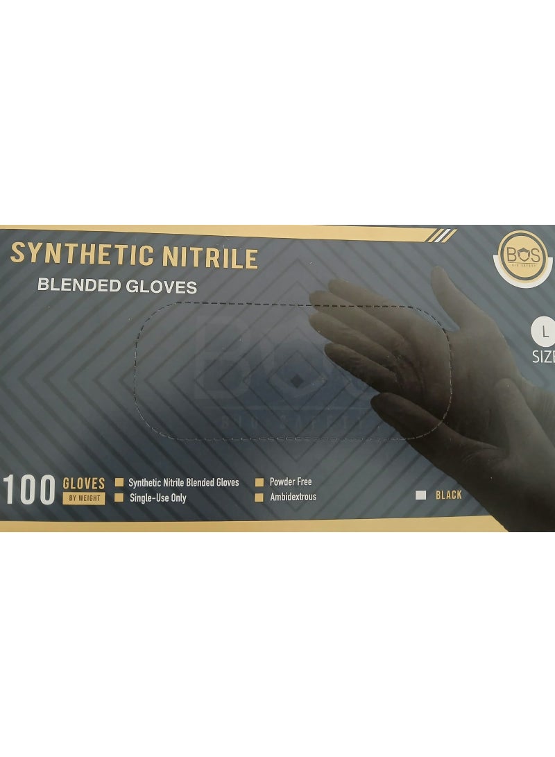 BOS SYNTHETIC NITRILE GLOVES BLACK LARGE 100 PIECES