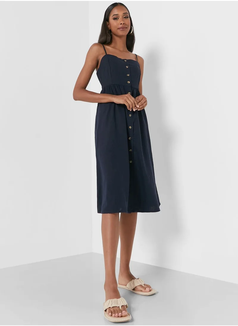 Jacqueline de Yong Button Detail Pleated Dress