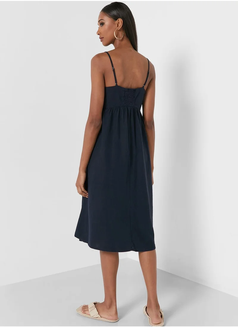 Jacqueline de Yong Button Detail Pleated Dress
