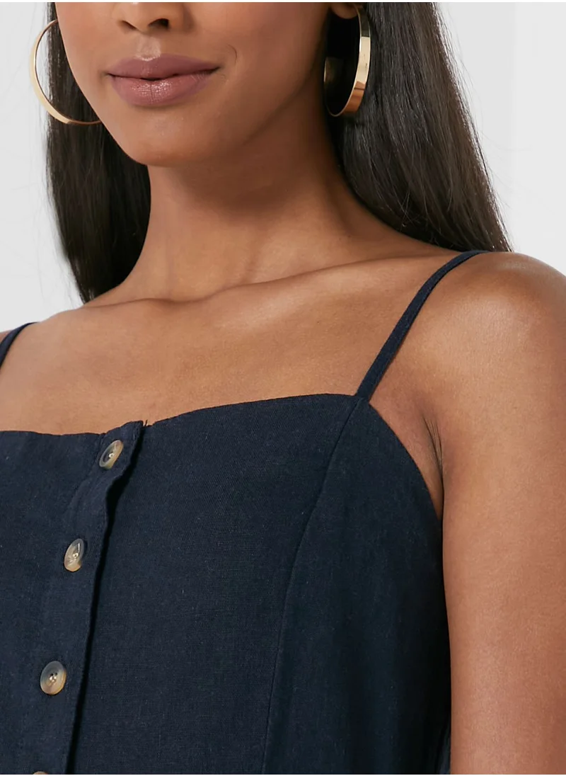 Jacqueline de Yong Button Detail Pleated Dress