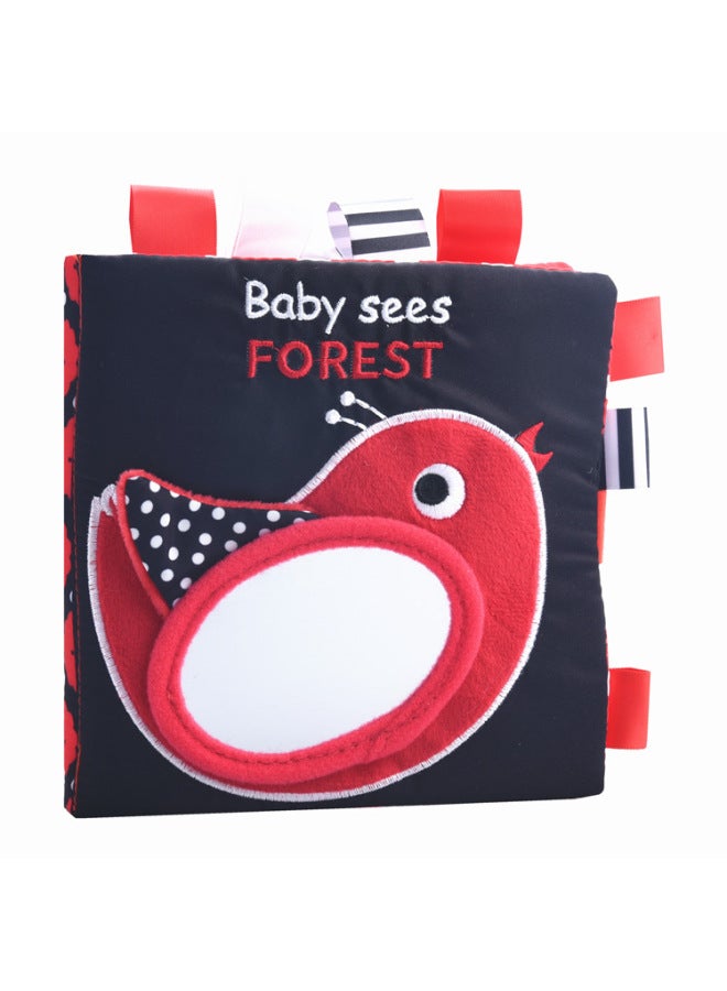 Baby Vision Inspires Cloth Book Black And White Red Enlightenment Toy Animal Ocean Label Three-dimensional Cloth Book Early Education Cloth Book-Color:Bird  - Image 1