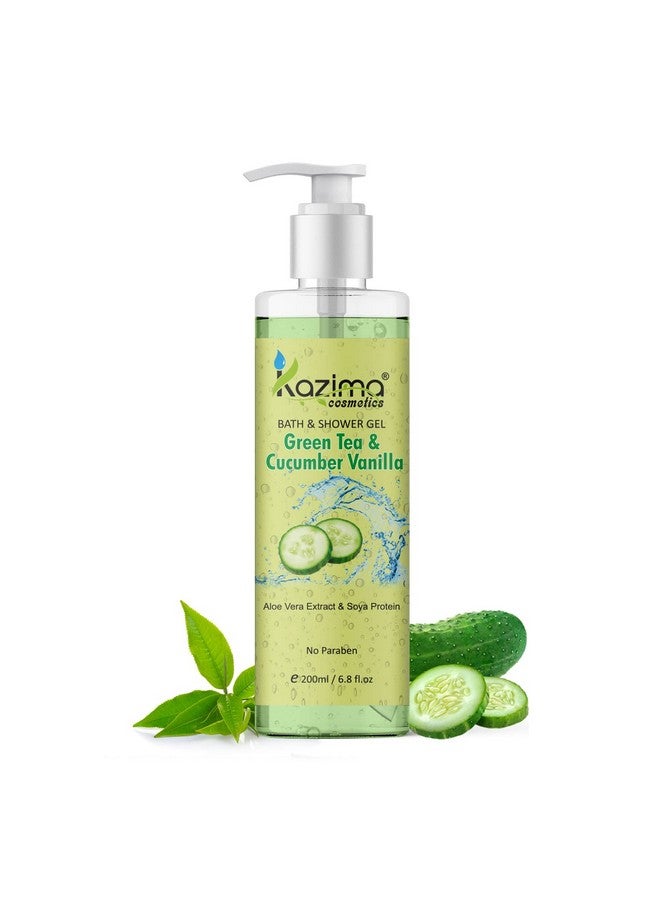 KAZIMA Green Tea & Cucumber Vanilla with Grapefruit Luxury Body Wash & Bath Shower Gel (200ML) With Soya Proteins (Free From Parabens) - Image 1