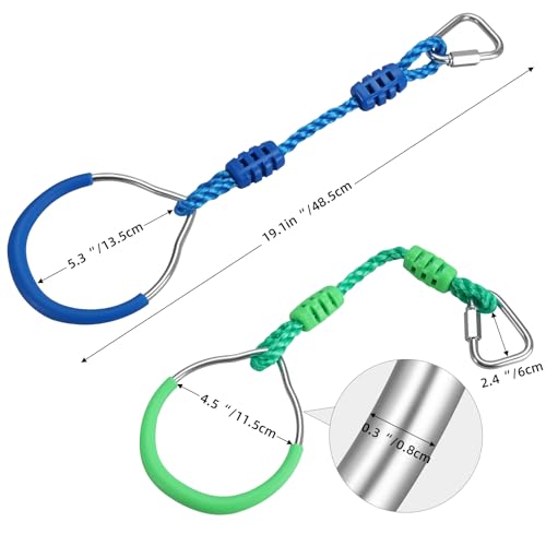 PELLOR MultiColor Ninja Rings Gymnastic Rings Backyard Playground Training Equipment Play for Kids Adults Swing Bar for Backyard Ninja Warrior Obstacle Course Kits - Image 5