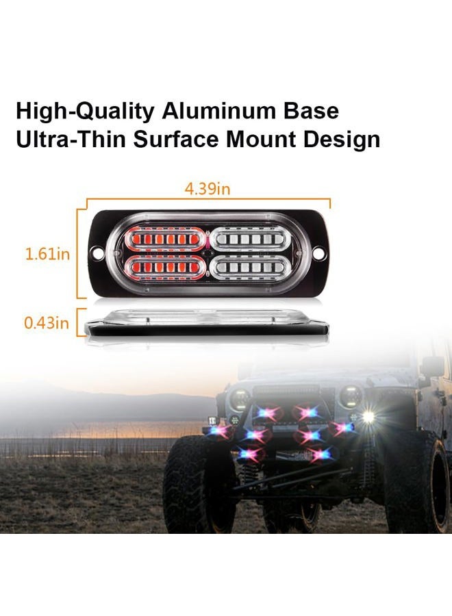 Sidaqi 192 LED Surface Mount Red Blue Emergency Flashing Strobe Lights for Trucks Sync Feature Ultra Slim LED Grille Light Police Lights for Car Vehicle 12-24V With 16 Flashing Modes - Image 2