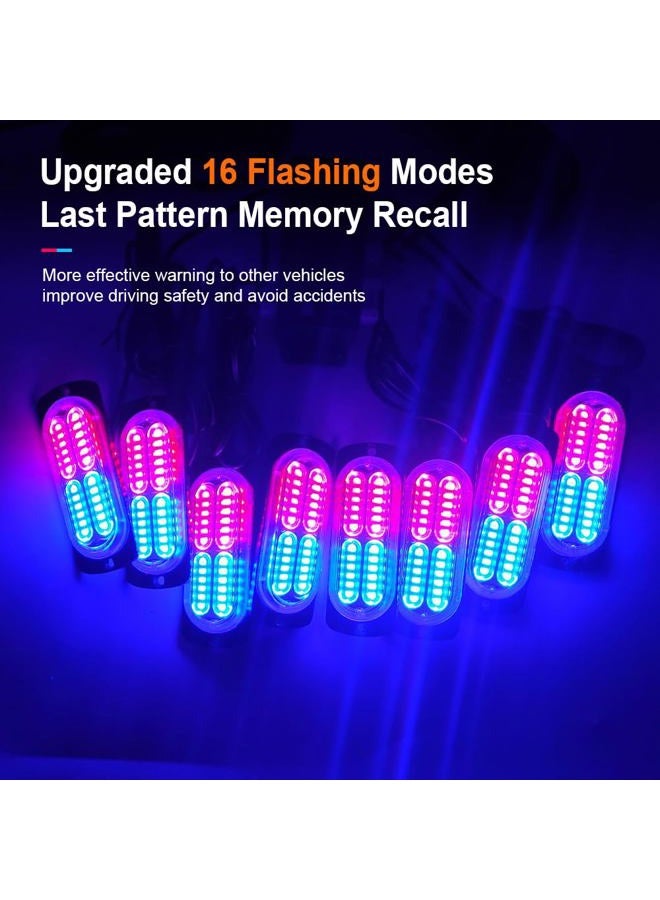 Sidaqi 192 LED Surface Mount Red Blue Emergency Flashing Strobe Lights for Trucks Sync Feature Ultra Slim LED Grille Light Police Lights for Car Vehicle 12-24V With 16 Flashing Modes - Image 5