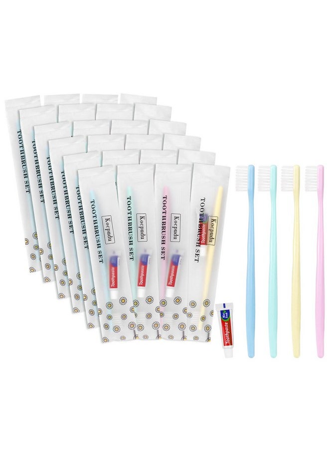 Kocpudu - disposable toothbrush, delicate toothbrush bulk, toothbrush in bulk, 4 colors, individually packaged, bulk toothbrush and toothpaste sets are suitable use at hotel, home, travel, camping (40 pieces) - Image 1