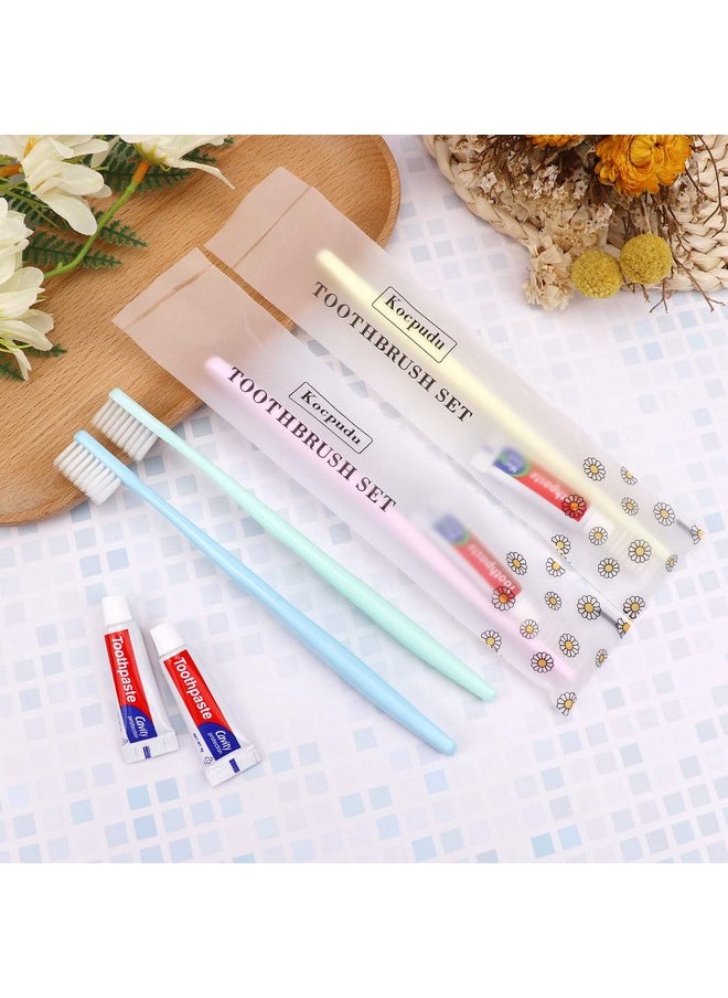 Kocpudu - disposable toothbrush, delicate toothbrush bulk, toothbrush in bulk, 4 colors, individually packaged, bulk toothbrush and toothpaste sets are suitable use at hotel, home, travel, camping (40 pieces) - Image 1