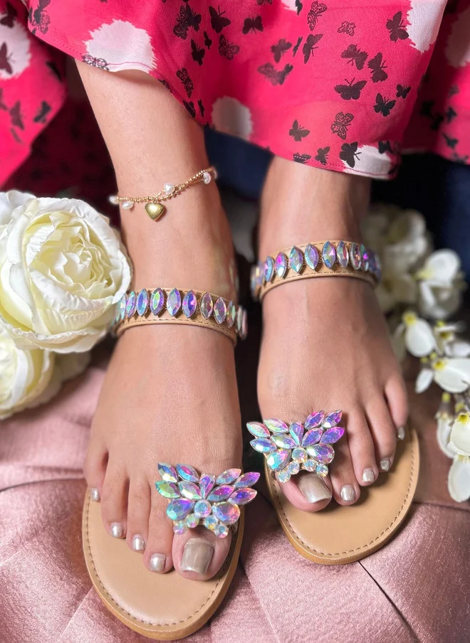 صندل ستوريز SANDAL STORIES Women Embellished Party One Toe Flats