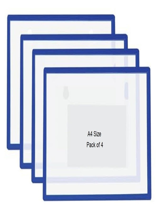 حامل عرض ملصقات البيانات المغناطيسي من شاينينج زون، مناسب للمكاتب والفصول الدراسية والمتاجر والمصانع، لعرض الإعلانات وتعليمات التشغيل والمعلومات الهامة، مقاس A4، أزرق، عبوة من 4 قطع - Image 1