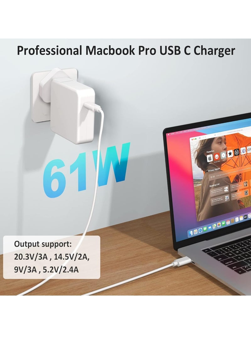 KENSUO 61W Macbook Charger, Macbook Pro Charger, Power Supply Cable Adapter for Macbook Pro 13 14 15 16 Inch, MacBook Air 13 Inch, iPad Pro 2022/2021/2020/2019/2018, Included 6.6ft USB C to USB C Cable - Image 2
