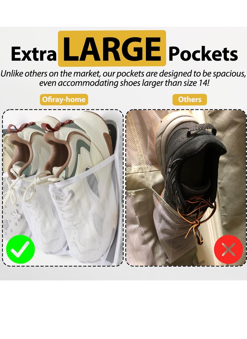 SYOSI 2 Pack RV Shoe Pockets Bedside Storage Organizer - Bed Hanging Pocket Organizer 16 Large Pocket Wall Mounted Entryway Shoes Rack  Bedside Caddy for Shoes Toys RV Camper Essentials White  - Image 3