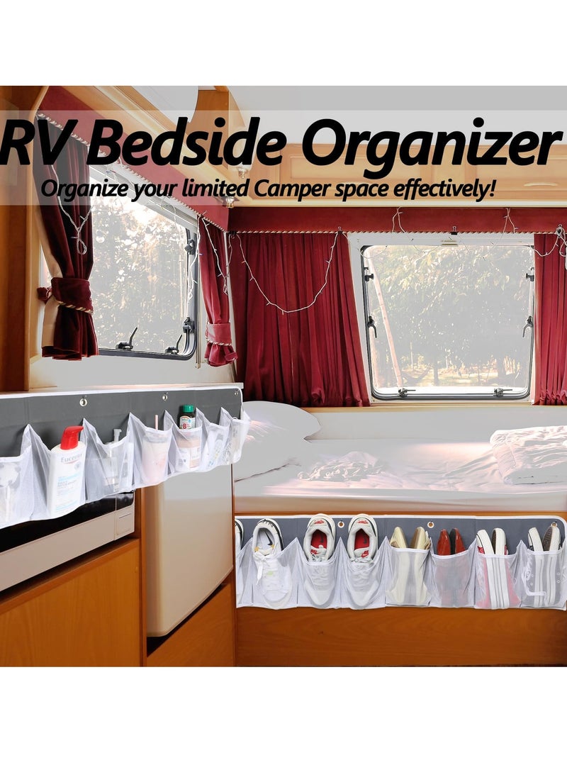 SYOSI 2 Pack RV Shoe Pockets Bedside Storage Organizer - Bed Hanging Pocket Organizer 16 Large Pocket Wall Mounted Entryway Shoes Rack  Bedside Caddy for Shoes Toys RV Camper Essentials White  - Image 4