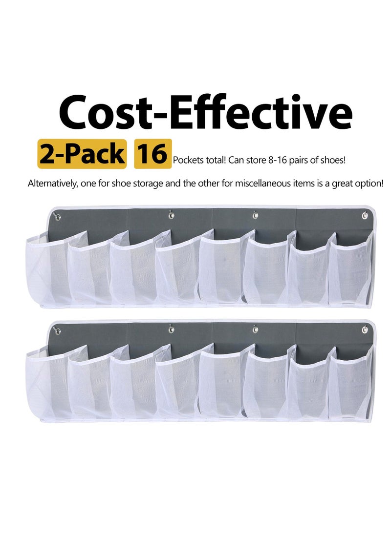 SYOSI 2 Pack RV Shoe Pockets Bedside Storage Organizer - Bed Hanging Pocket Organizer 16 Large Pocket Wall Mounted Entryway Shoes Rack  Bedside Caddy for Shoes Toys RV Camper Essentials White  - Image 2