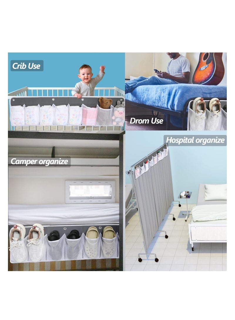 2 Pack RV Shoe Pockets Bedside Storage Organizer - Bed Hanging Pocket Organizer 16 Large Pocket Wall Mounted Entryway Shoes Rack  Bedside Caddy for Shoes Toys RV Camper Essentials White