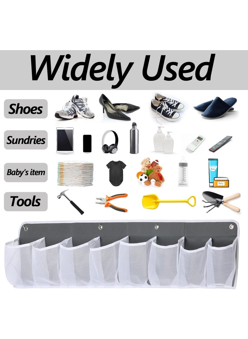 2 Pack RV Shoe Pockets Bedside Storage Organizer - Bed Hanging Pocket Organizer 16 Large Pocket Wall Mounted Entryway Shoes Rack  Bedside Caddy for Shoes Toys RV Camper Essentials White