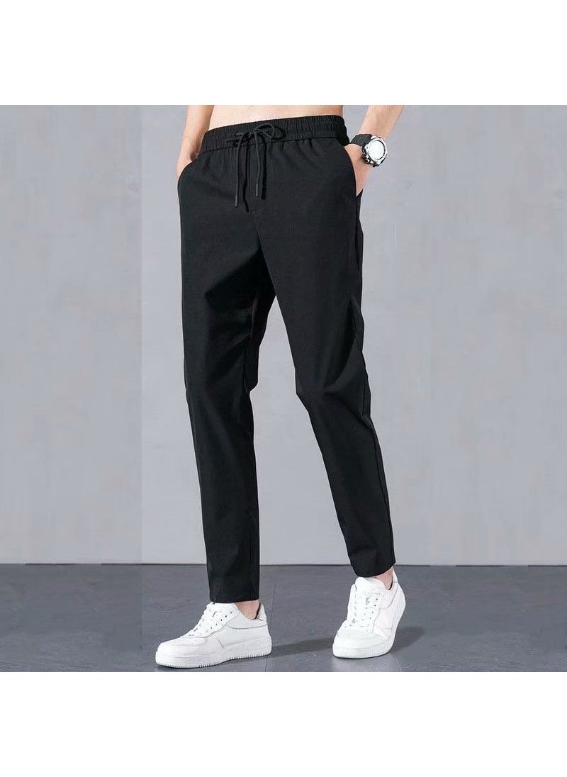 Generic - Mens Fleece-Lined Casual Pants Straight-Leg JX Solid Color Straight Leg Pants - Image 1