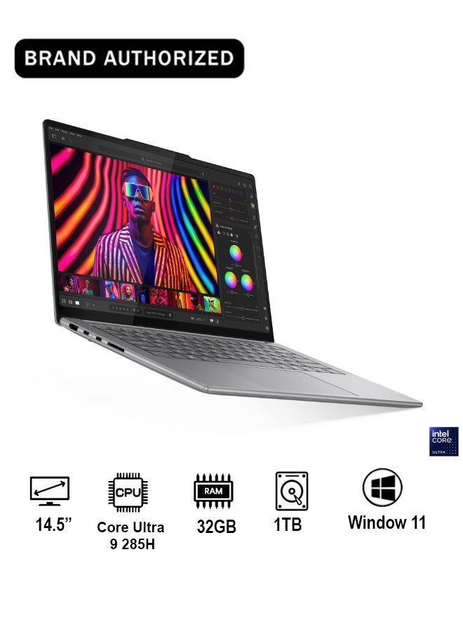 Lenovo Yoga Pro 7 14IAH10 AI PC | 14.5" 3K OLED Display, Intel Core Ultra 9 285H, Integrated Intel Arc 140T GPU, 32GB RAM, 1TB SSD, Win11 [83KF0047AX] Luna Grey - Image 1