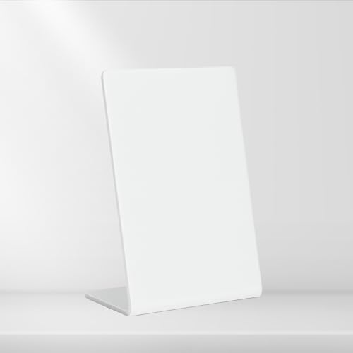 tinydabba 4x6 inch white acrylic QR standee | L-shaped plastic display stand for reviews or any QR codes | solid desk stand for shop, salon, cafe, clinic counter (1) - Image 1