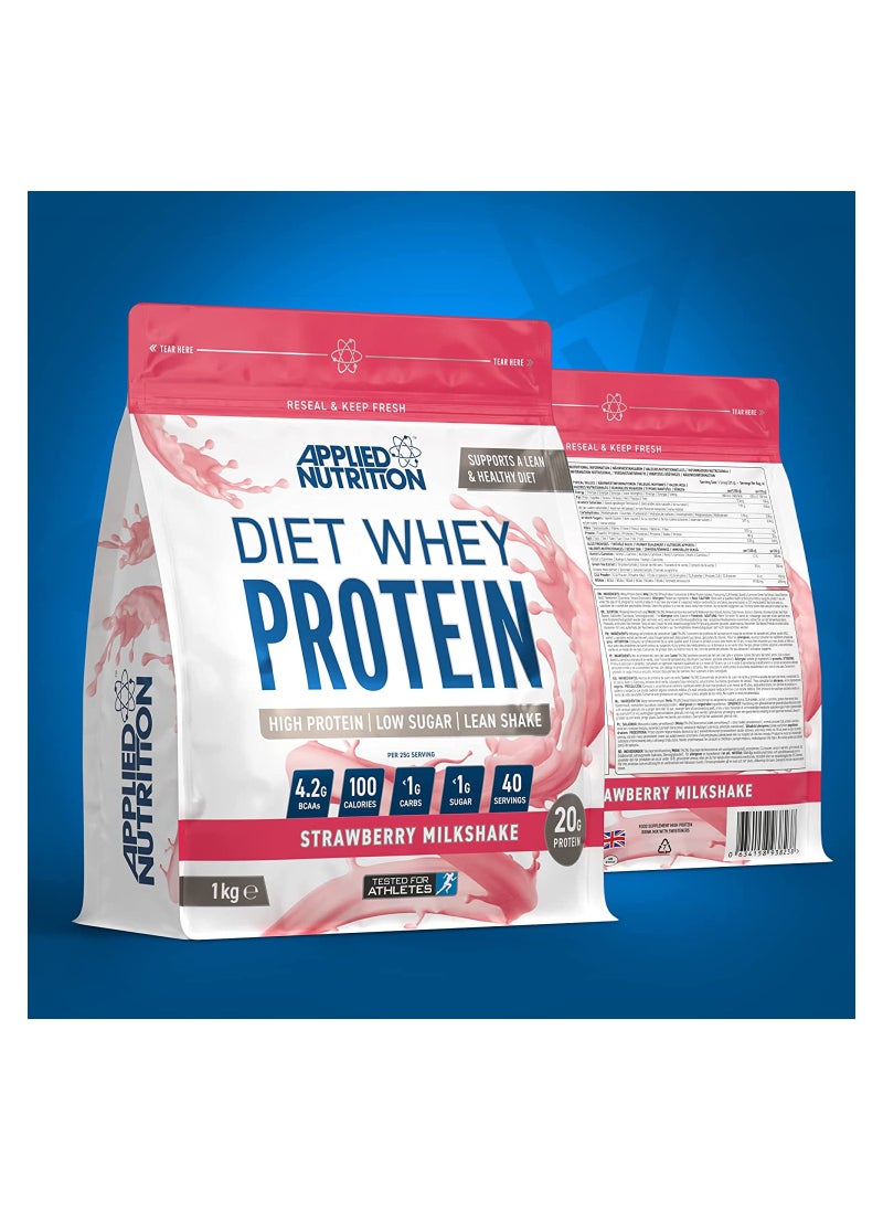 Applied Nutrition - مصل اللبن الدايت - مكمل مسحوق عالي البروتين، منخفض الكربوهيدرات والسكر للتحكم في الوزن، 1 كجم، ميلك شيك الفراولة - Image 1