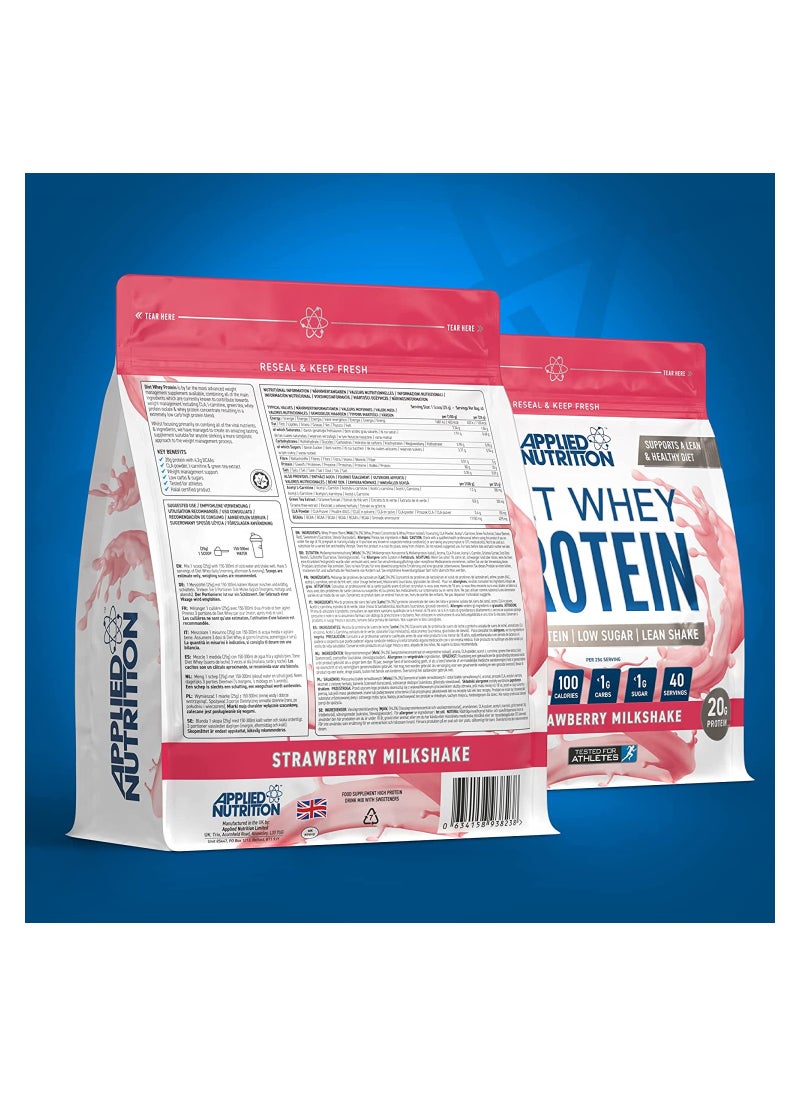 Applied Nutrition - مصل اللبن الدايت - مكمل مسحوق عالي البروتين، منخفض الكربوهيدرات والسكر للتحكم في الوزن، 1 كجم، ميلك شيك الفراولة - Image 1
