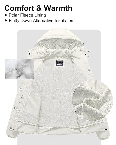 CREATMO US Womens Winter Coats Plus Size Ladies Women's Puffer Jacket Thicken Coat Warm Padded with Hood White 4X - Image 3