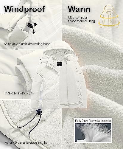 CREATMO US Womens Winter Coats Plus Size Ladies Women's Puffer Jacket Thicken Coat Warm Padded with Hood White 4X - Image 5