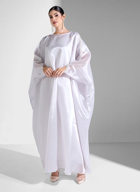 Sheer Kaftan With Embellished Sleeves & Sheila