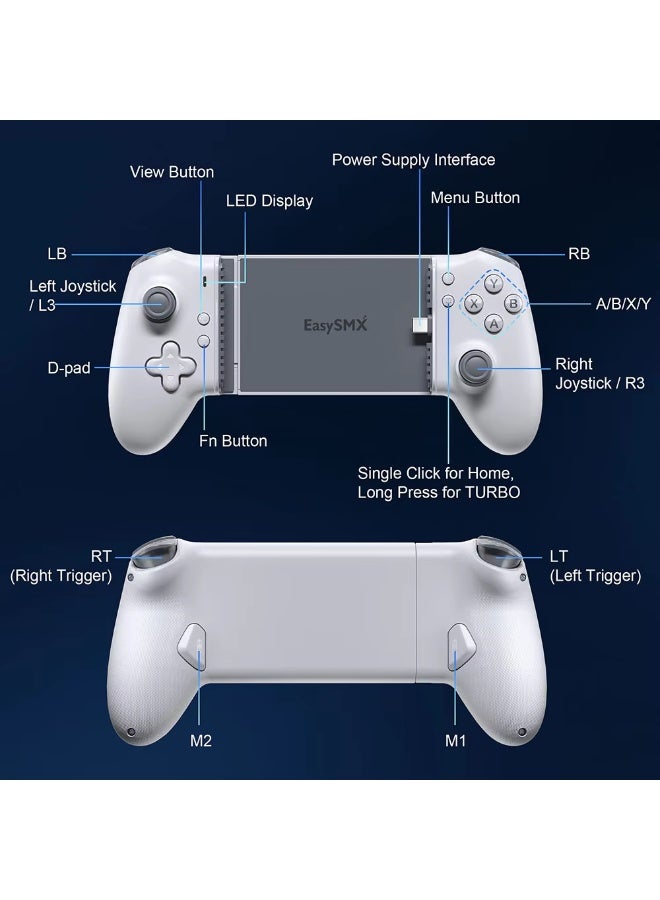 EasySMX M15 Mobile Phone Gamepad Type C Hall Mechanical Controller for Android Phone iPhone 15/16 Cloud Gaming Xbox Game Pass - Image 4