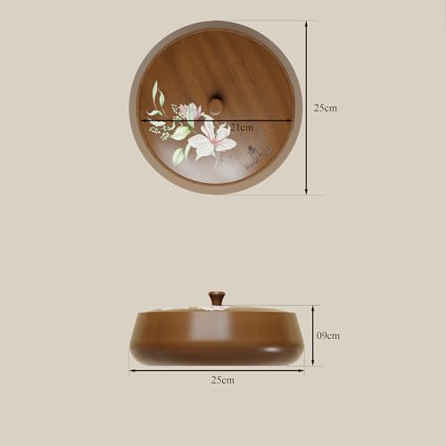 World Mart® Handcrafted Mango Wood Roti Box With Lid Brown Food-Safe Finish with Floral Printed Lid Not Thermoware For Chapati Server Kitchen And Dining | Casserole |25x8 CM (Glory Flower) - Image 2