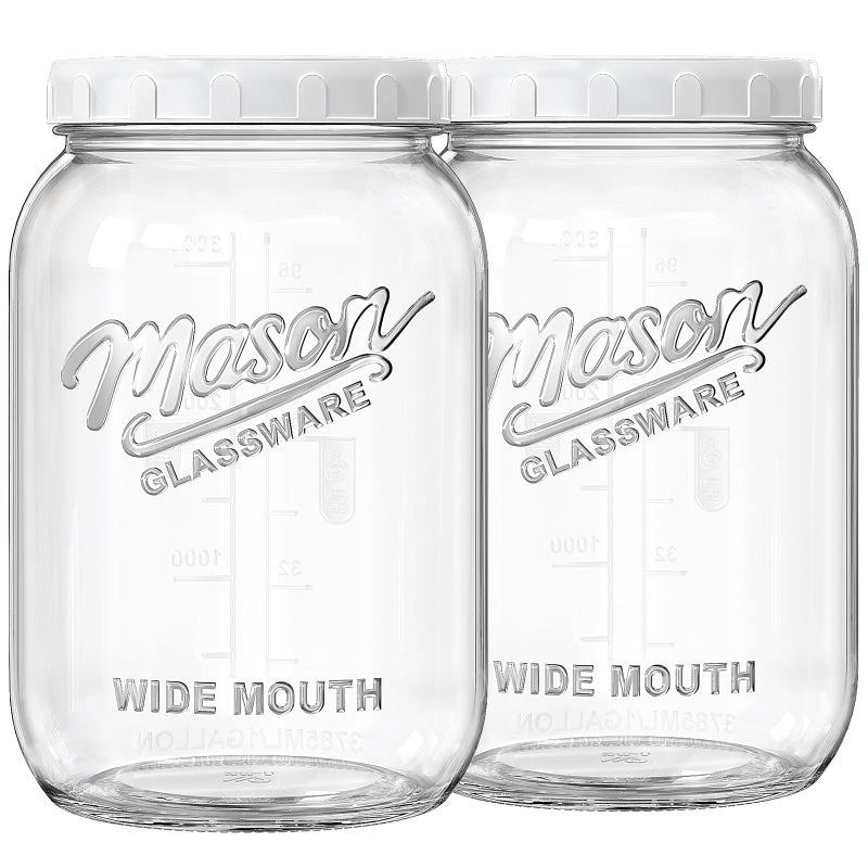 Folinstall 2 Pack 1 Gallon Glass Jar with Lid, Wide Mouth Mason Jars, Large Glass Flour Storage Containers with Airtight Lids, Candy Jar Safe for Cookie, Kombucha, Pickle, Sugar - Image 1