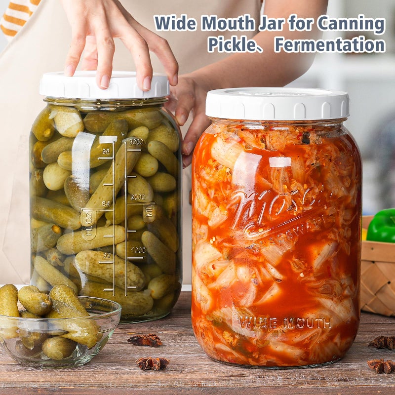 Folinstall 2 Pack 1 Gallon Glass Jar with Lid, Wide Mouth Mason Jars, Large Glass Flour Storage Containers with Airtight Lids, Candy Jar Safe for Cookie, Kombucha, Pickle, Sugar - Image 3