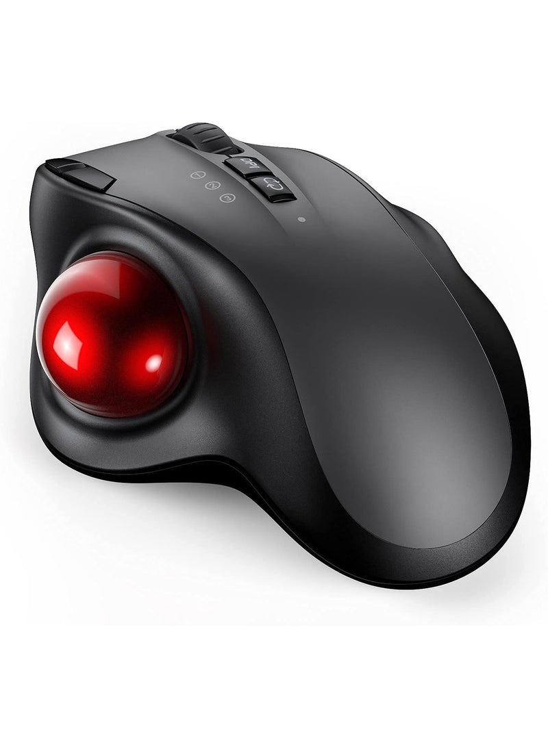 VssoPlor Wireless Trackball Mouse - 2.4G USB + Dual Bluetooth Rollerball Mouse, Easy Thumb Control, Rechargeable Ergonomic Mouse Trackball for Mac, Laptop, PC, iPad, Windows, Android, iOS (Black) - Image 5
