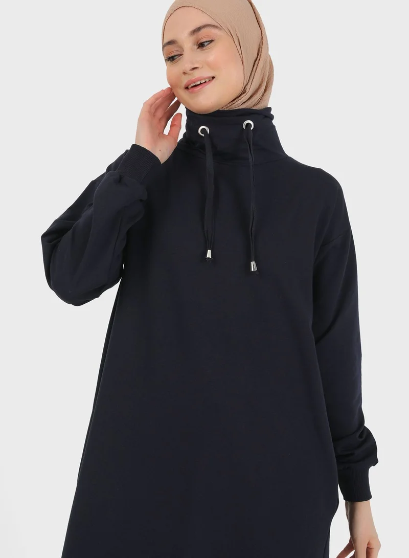 Refka by modanisa High Neck Drawstring Dress