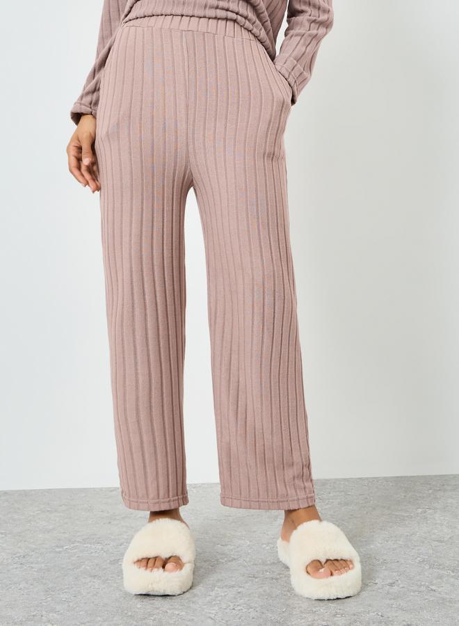 Styli Pink Long Sleeve Ribbed Top and Pyjama Set - Image 5