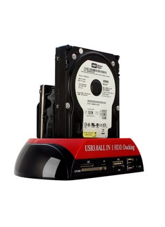 Serial Port Parallel Port With Card Reader Hub Laptop Desktop Computer Hard Disk Box USB3.0 Hard Disk Holder-Color:Black And Red